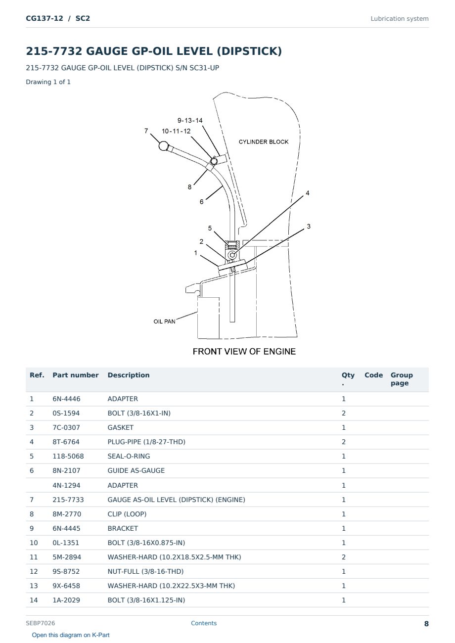 Caterpillar CG137-12 S/N SC2 Partsbook SEBP7026 (English) - sample page 8 of 10 Caterpillar CG137-12 S/N SC2 Partsbook SEBP7026 (English) - sample page 8 of 10