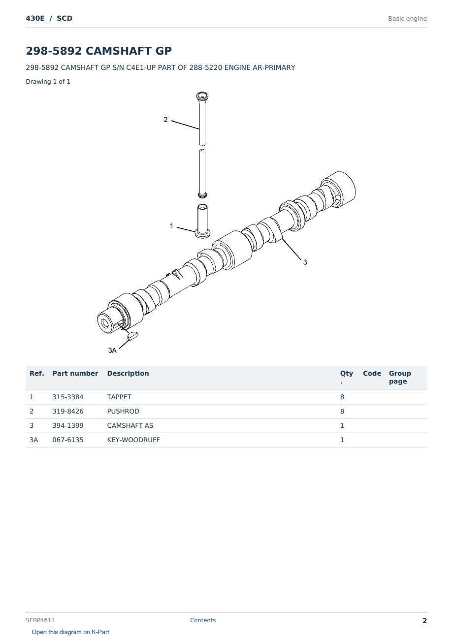 Caterpillar 430E S/N SCD Partsbook SEBP4611 (English) - sample page 2 of 10 Caterpillar 430E S/N SCD Partsbook SEBP4611 (English) - sample page 2 of 10
