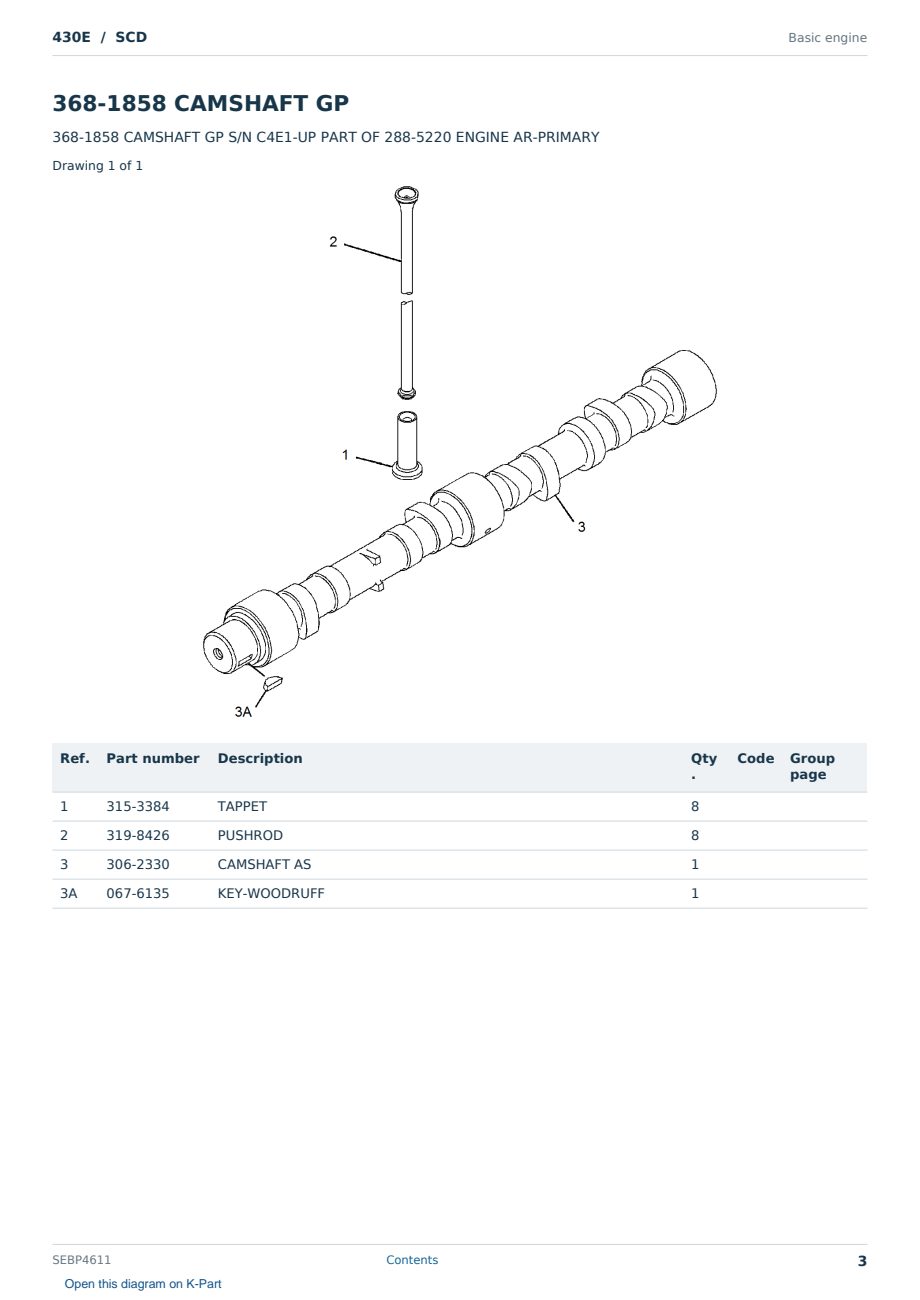 Caterpillar 430E S/N SCD Partsbook SEBP4611 (English) - sample page 3 of 10 Caterpillar 430E S/N SCD Partsbook SEBP4611 (English) - sample page 3 of 10