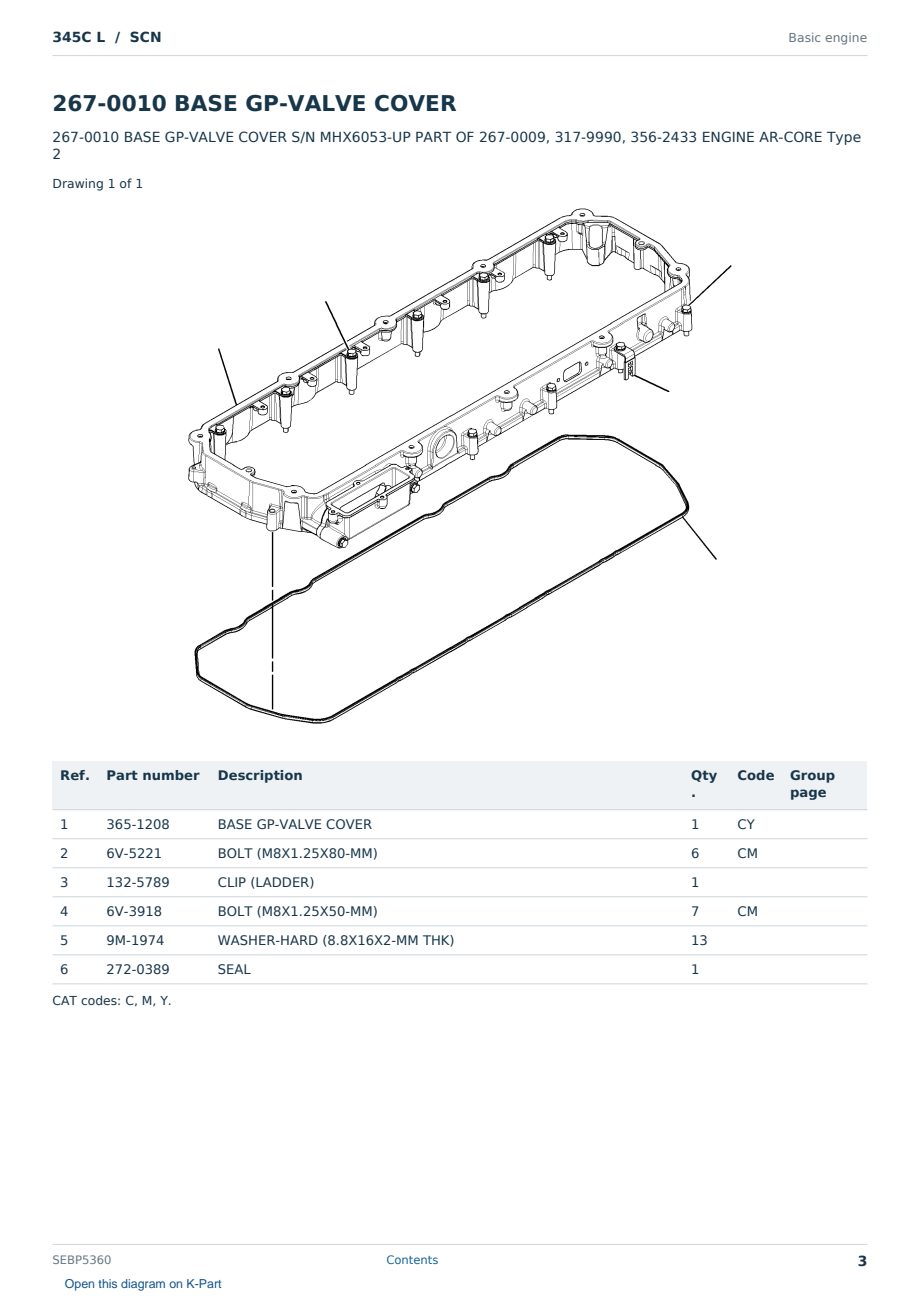 Caterpillar 345C L S/N SCN Partsbook SEBP5360 (English) - sample page 3 of 10 Caterpillar 345C L S/N SCN Partsbook SEBP5360 (English) - sample page 3 of 10