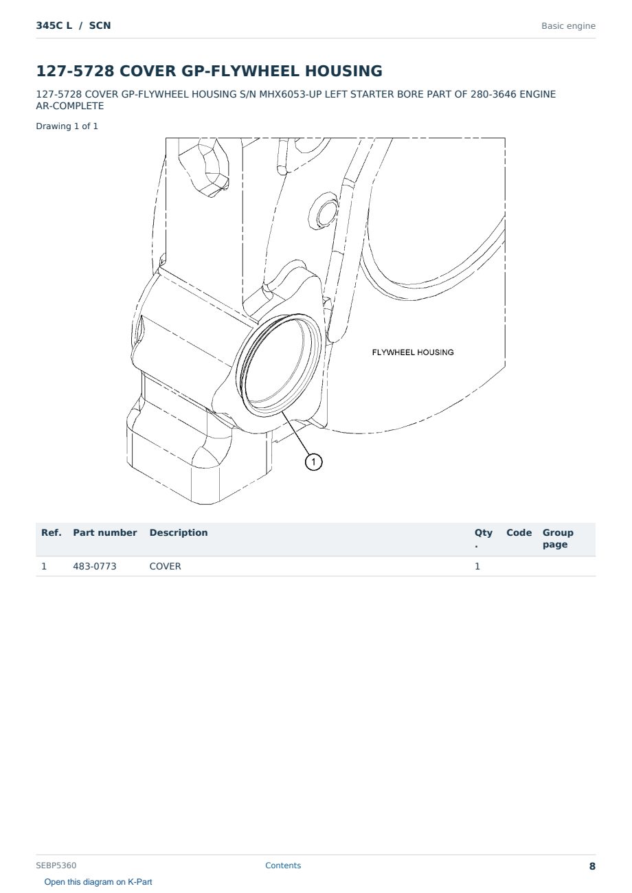 Caterpillar 345C L S/N SCN Partsbook SEBP5360 (English) - sample page 8 of 10 Caterpillar 345C L S/N SCN Partsbook SEBP5360 (English) - sample page 8 of 10