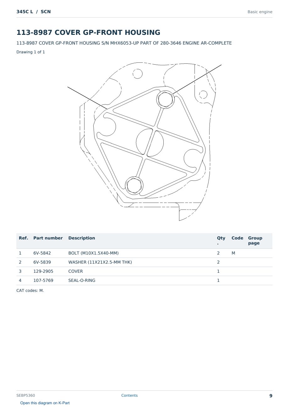 Caterpillar 345C L S/N SCN Partsbook SEBP5360 (English) - sample page 9 of 10 Caterpillar 345C L S/N SCN Partsbook SEBP5360 (English) - sample page 9 of 10