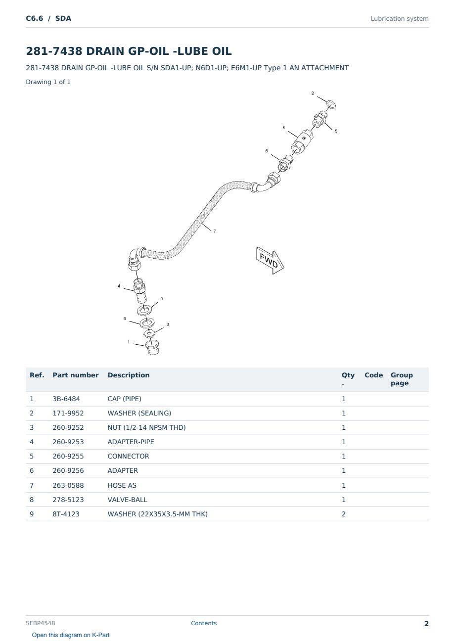 Caterpillar C6.6 S/N SDA Partsbook SEBP4548 (English) - sample page 2 of 10 Caterpillar C6.6 S/N SDA Partsbook SEBP4548 (English) - sample page 2 of 10