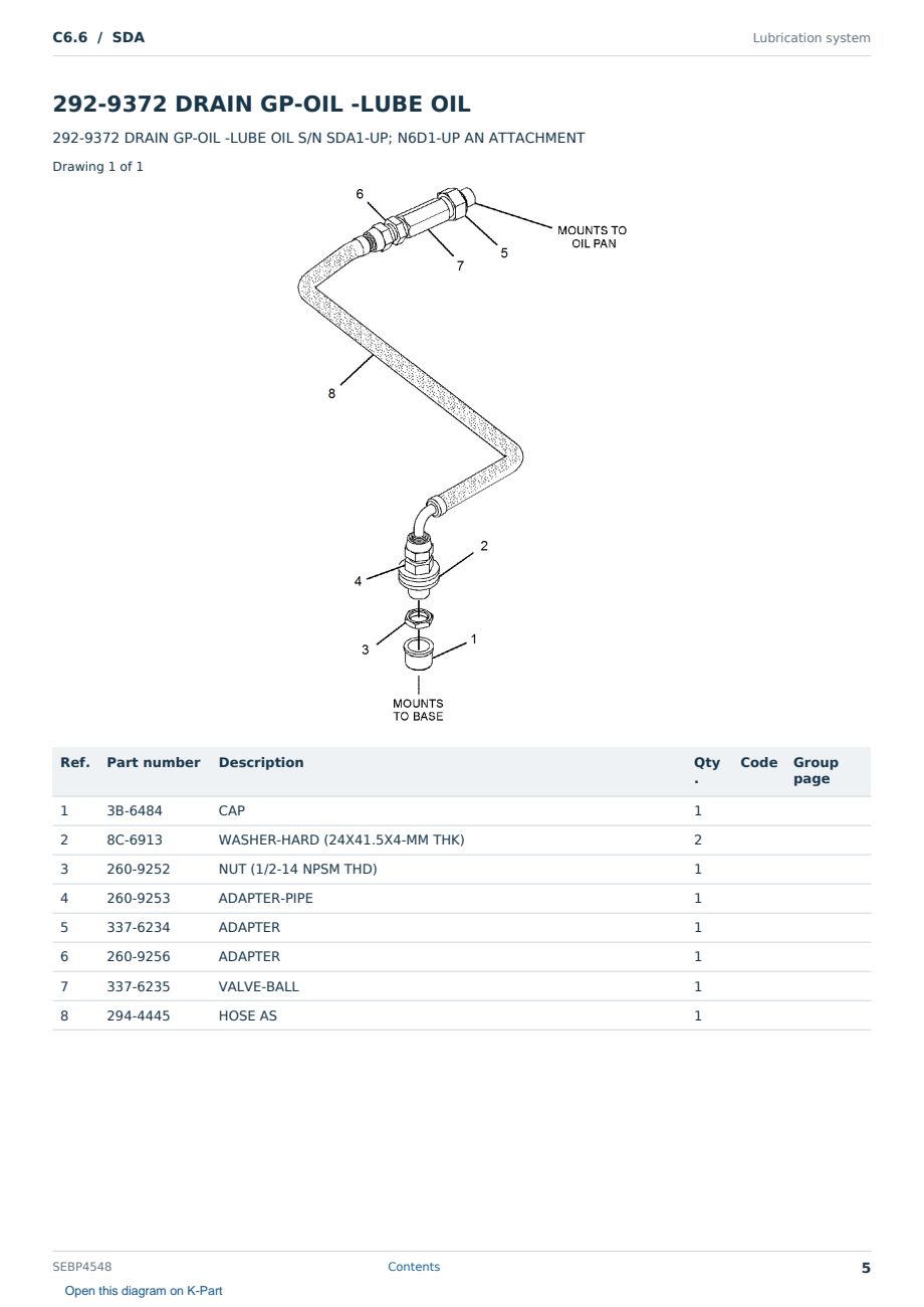 Caterpillar C6.6 S/N SDA Partsbook SEBP4548 (English) - sample page 5 of 10 Caterpillar C6.6 S/N SDA Partsbook SEBP4548 (English) - sample page 5 of 10