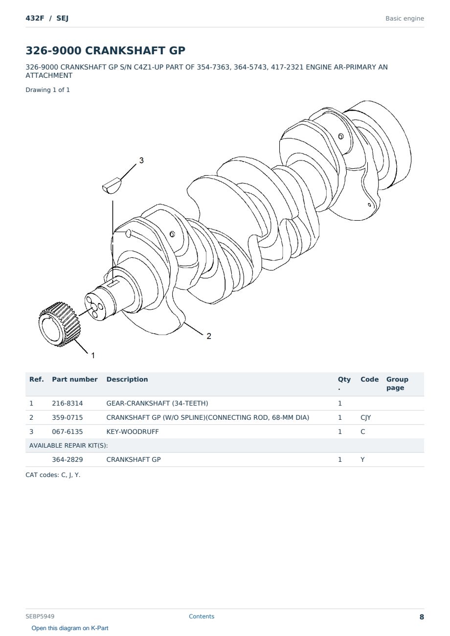 Caterpillar 432F S/N SEJ Partsbook SEBP5949 (English) - sample page 8 of 10 Caterpillar 432F S/N SEJ Partsbook SEBP5949 (English) - sample page 8 of 10