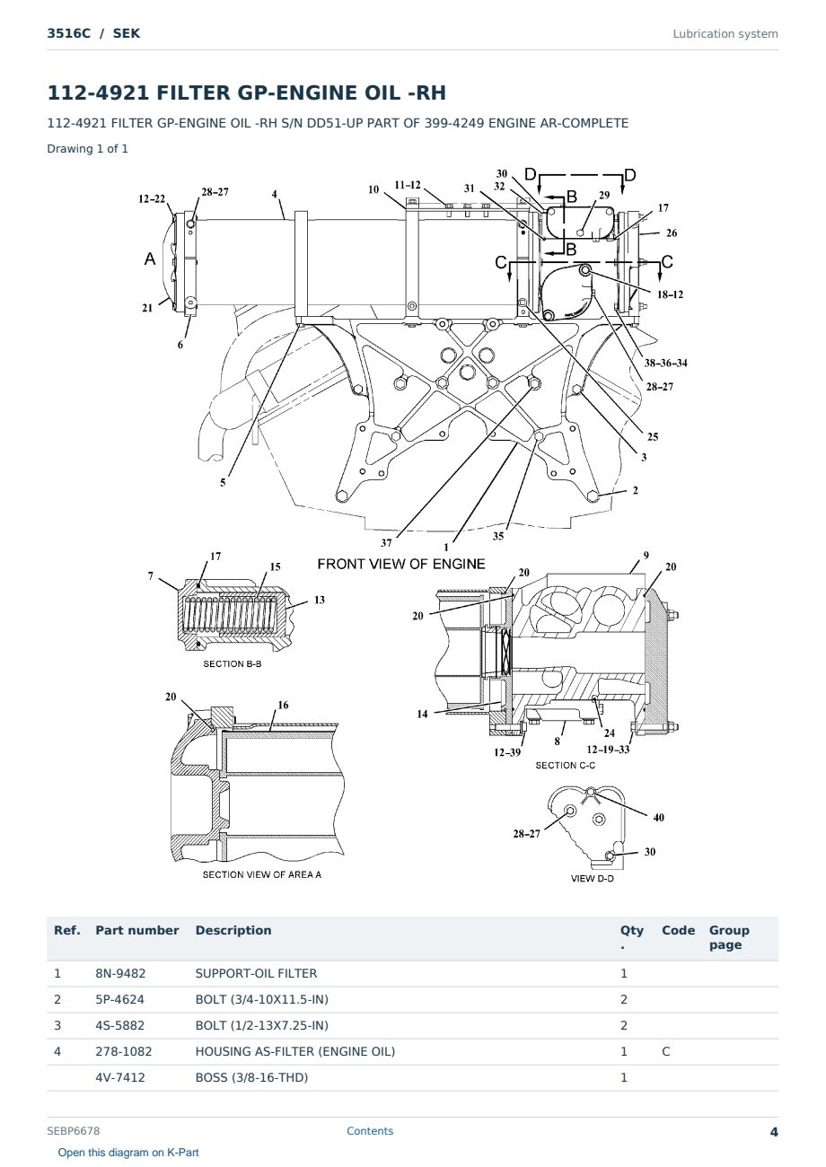 Caterpillar 3516C S/N SEK Partsbook SEBP6678 (English) - sample page 4 of 10 Caterpillar 3516C S/N SEK Partsbook SEBP6678 (English) - sample page 4 of 10