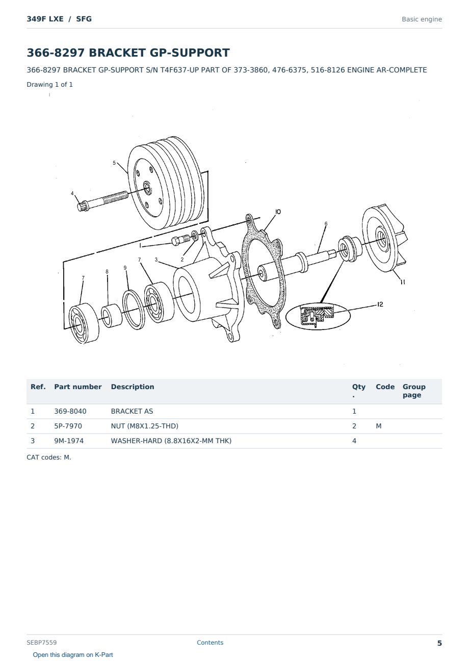 Caterpillar 349F LXE S/N SFG Partsbook SEBP7559 (English) - sample page 5 of 10 Caterpillar 349F LXE S/N SFG Partsbook SEBP7559 (English) - sample page 5 of 10