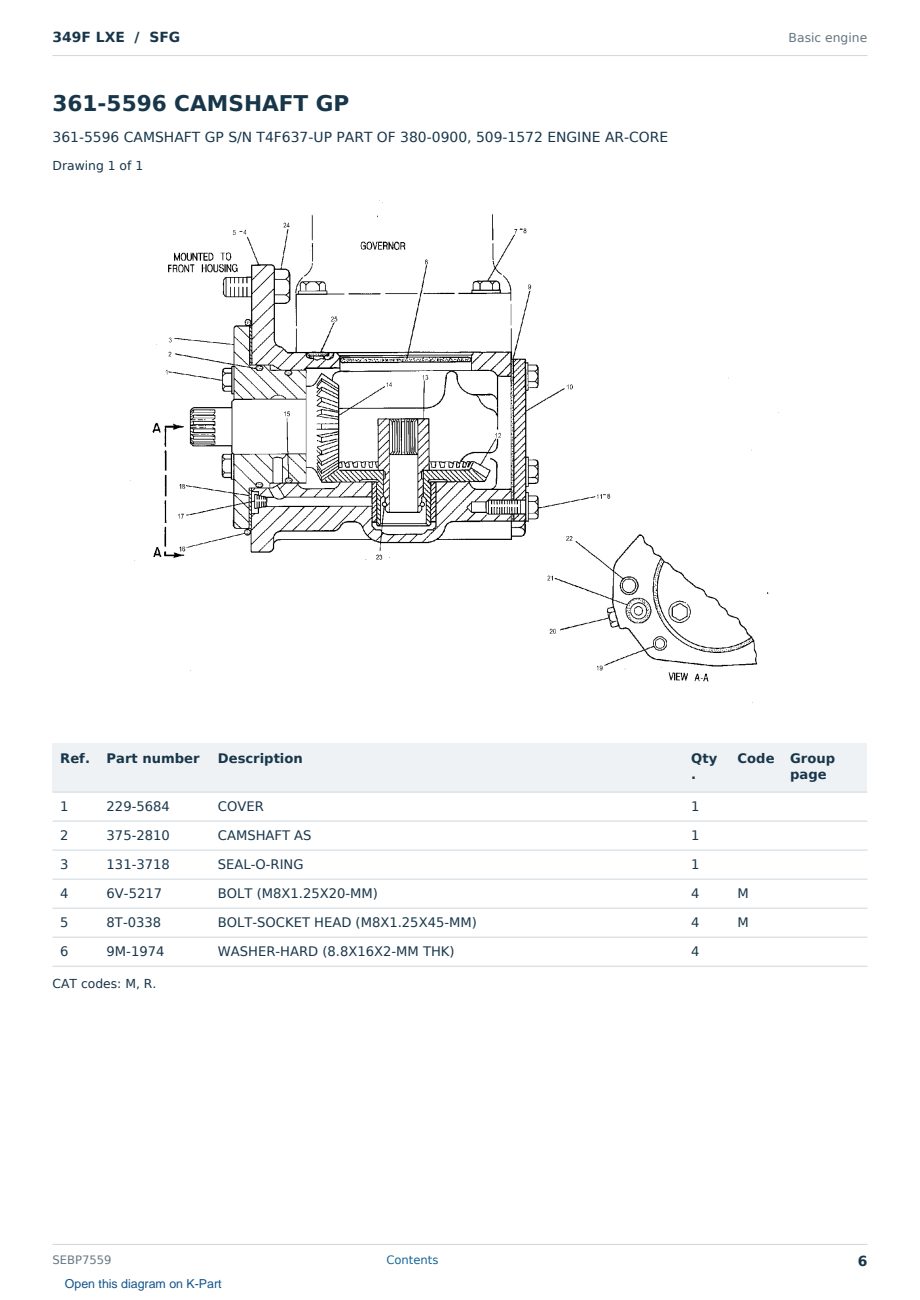 Caterpillar 349F LXE S/N SFG Partsbook SEBP7559 (English) - sample page 6 of 10 Caterpillar 349F LXE S/N SFG Partsbook SEBP7559 (English) - sample page 6 of 10