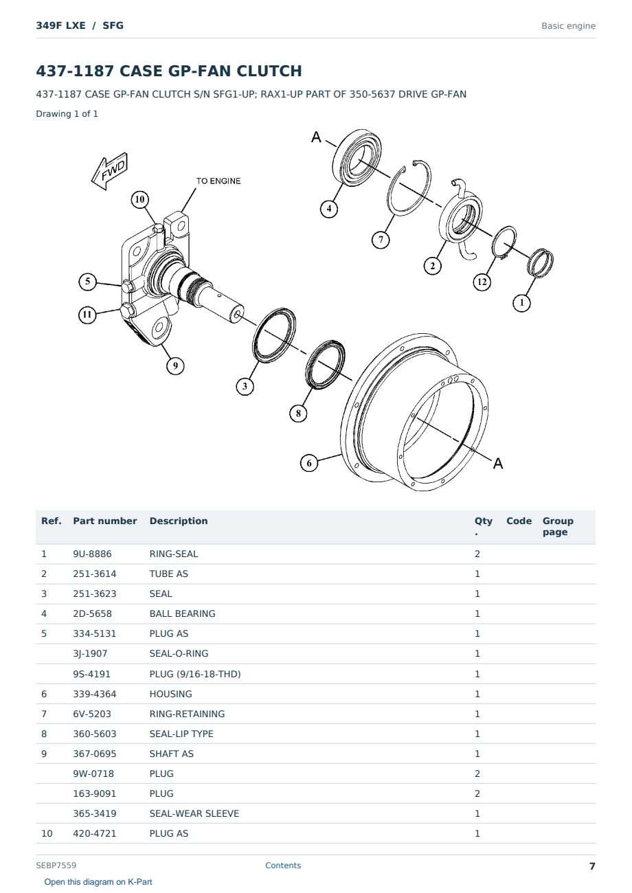 Caterpillar 349F LXE S/N SFG Partsbook SEBP7559 (English) - sample page 7 of 10 Caterpillar 349F LXE S/N SFG Partsbook SEBP7559 (English) - sample page 7 of 10