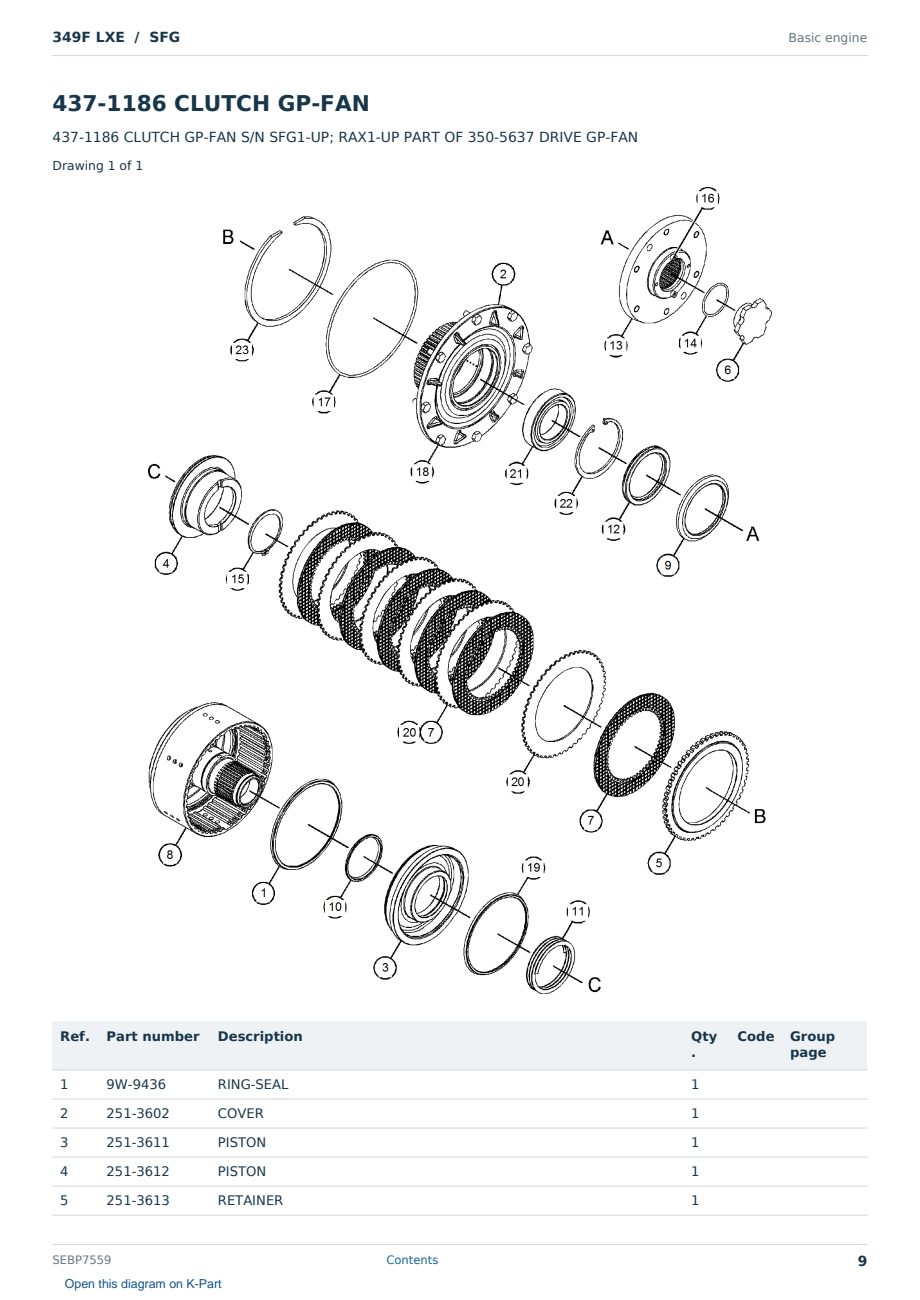 Caterpillar 349F LXE S/N SFG Partsbook SEBP7559 (English) - sample page 9 of 10 Caterpillar 349F LXE S/N SFG Partsbook SEBP7559 (English) - sample page 9 of 10