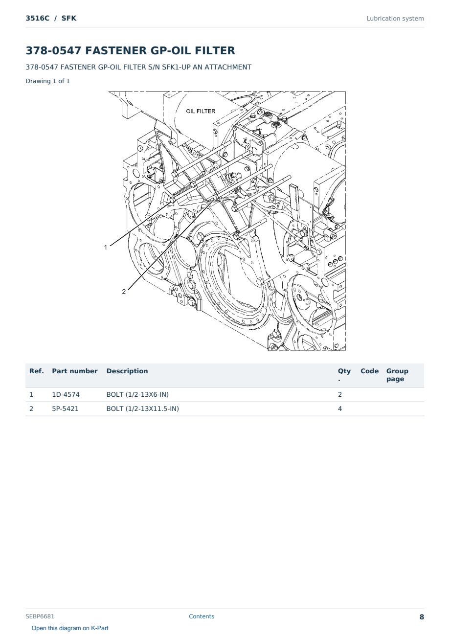 Caterpillar 3516C S/N SFK Partsbook SEBP6681 (English) - sample page 8 of 10 Caterpillar 3516C S/N SFK Partsbook SEBP6681 (English) - sample page 8 of 10