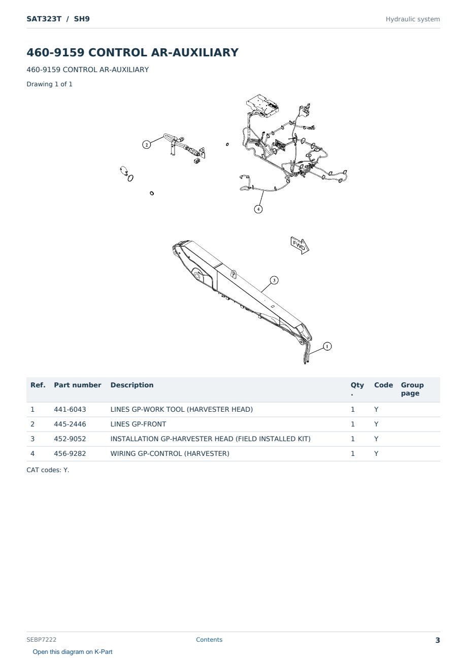 Caterpillar SAT323T S/N SH9 Partsbook SEBP7222 (English) - sample page 3 of 10 Caterpillar SAT323T S/N SH9 Partsbook SEBP7222 (English) - sample page 3 of 10