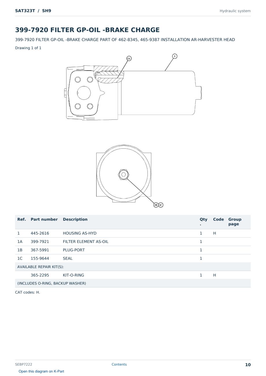 Caterpillar SAT323T S/N SH9 Partsbook SEBP7222 (English) - sample page 10 of 10 Caterpillar SAT323T S/N SH9 Partsbook SEBP7222 (English) - sample page 10 of 10