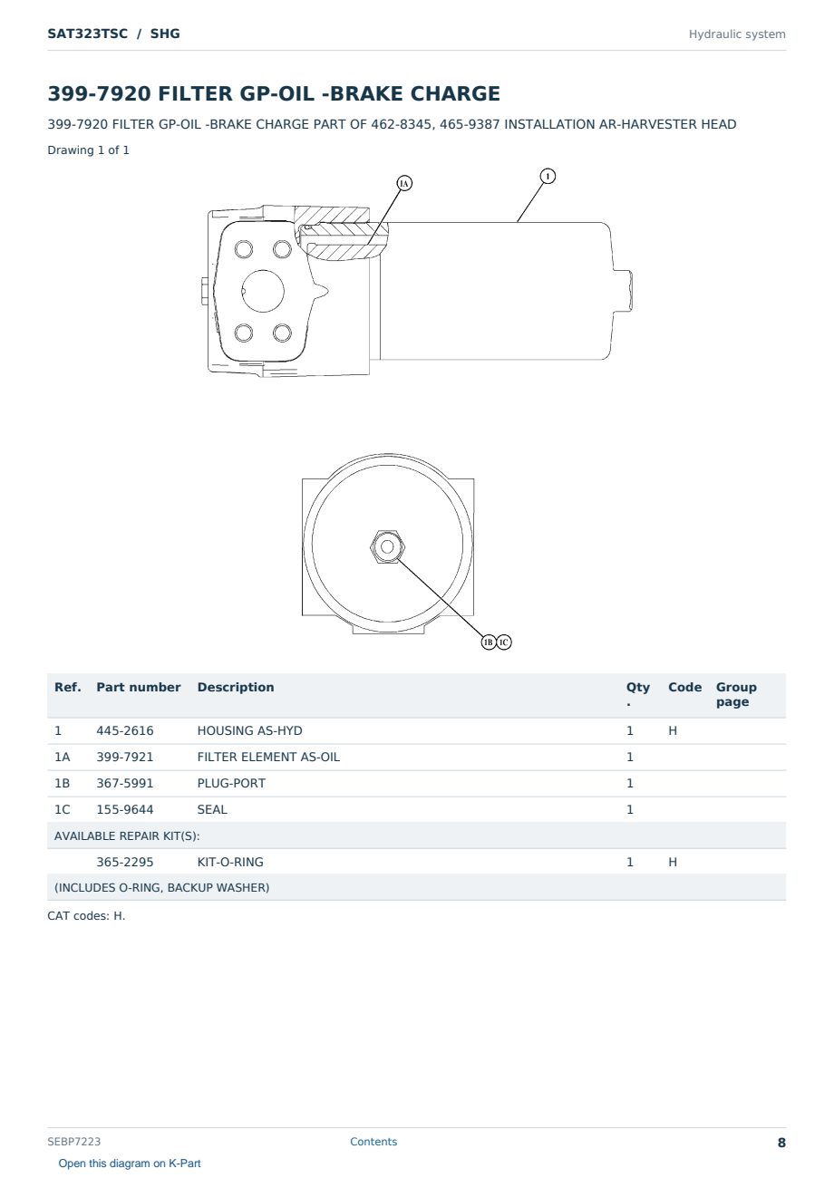 Caterpillar SAT323TSC S/N SHG Partsbook SEBP7223 (English) - sample page 8 of 10 Caterpillar SAT323TSC S/N SHG Partsbook SEBP7223 (English) - sample page 8 of 10