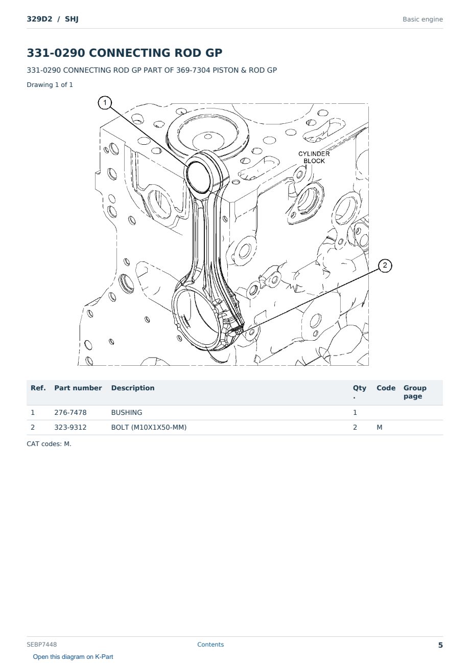 Caterpillar 329D2 S/N SHJ Partsbook SEBP7448 (English) - sample page 5 of 10 Caterpillar 329D2 S/N SHJ Partsbook SEBP7448 (English) - sample page 5 of 10