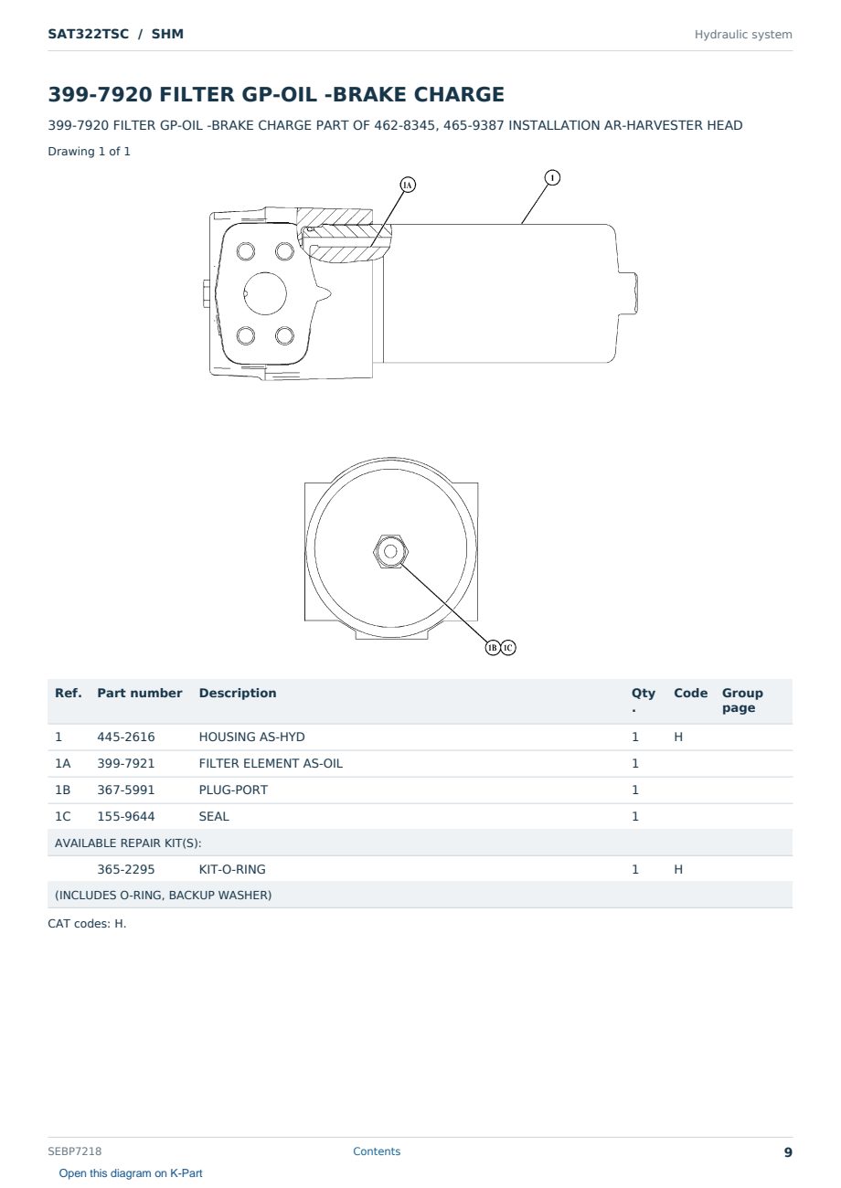 Caterpillar SAT322TSC S/N SHM Partsbook SEBP7218 (English) - sample page 9 of 10 Caterpillar SAT322TSC S/N SHM Partsbook SEBP7218 (English) - sample page 9 of 10