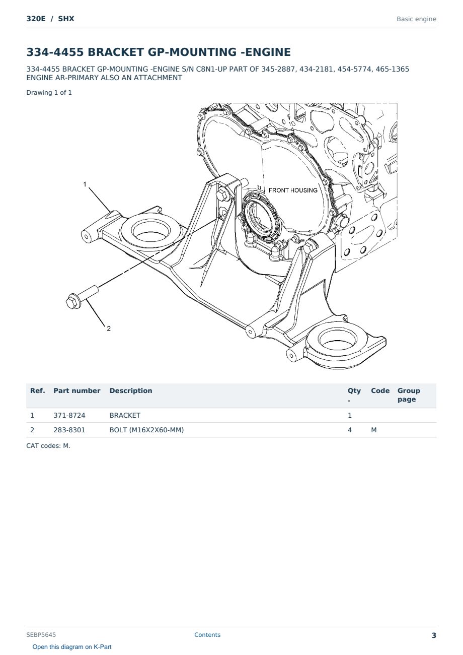 Caterpillar 320E S/N SHX Partsbook SEBP5645 (English) - sample page 3 of 10 Caterpillar 320E S/N SHX Partsbook SEBP5645 (English) - sample page 3 of 10