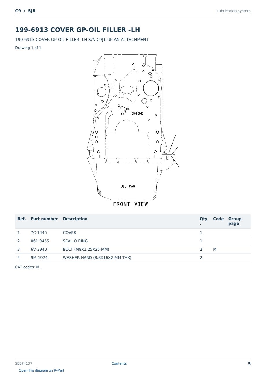 Caterpillar C9 S/N SJB Partsbook SEBP4137 (English) - sample page 5 of 10 Caterpillar C9 S/N SJB Partsbook SEBP4137 (English) - sample page 5 of 10