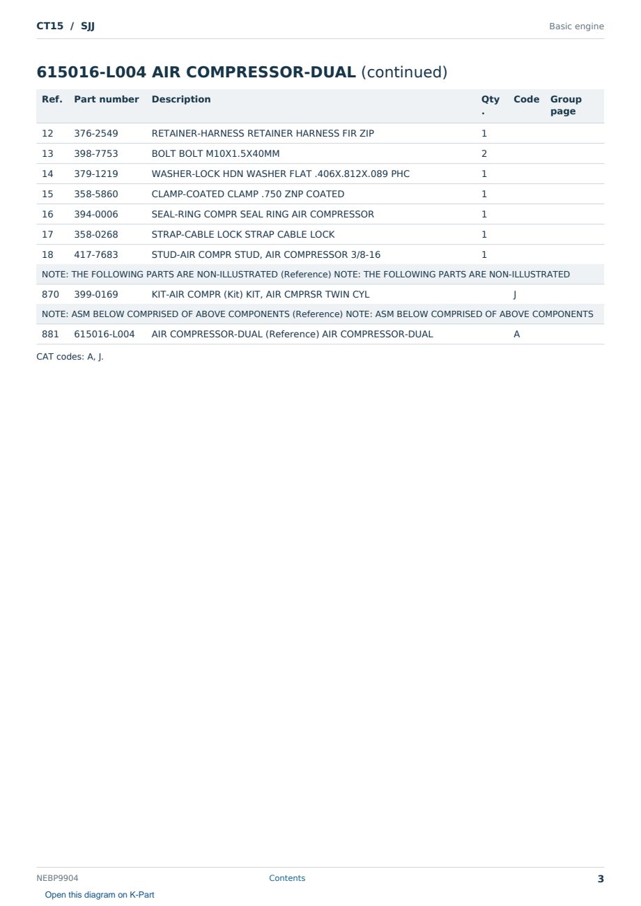 Caterpillar CT15 S/N SJJ Partsbook NEBP9904 (English) - sample page 3 of 10 Caterpillar CT15 S/N SJJ Partsbook NEBP9904 (English) - sample page 3 of 10