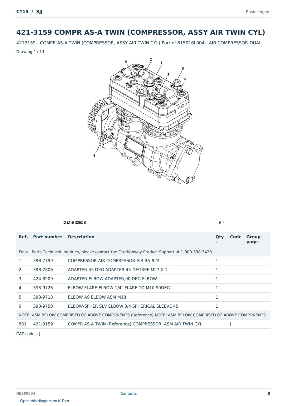 Caterpillar CT15 S/N SJJ Partsbook NEBP9904 (English) - sample page 6 of 10 Caterpillar CT15 S/N SJJ Partsbook NEBP9904 (English) - sample page 6 of 10