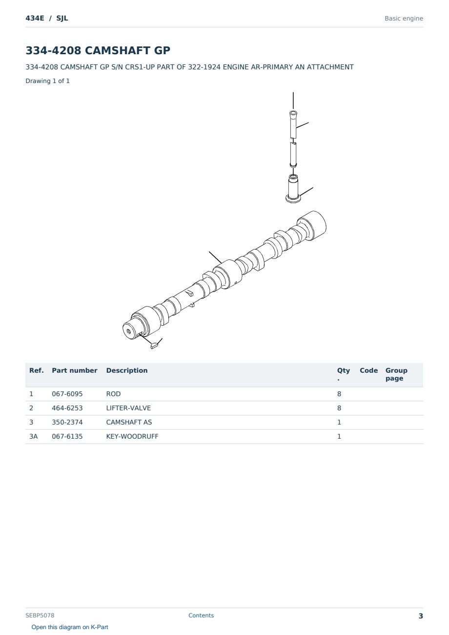Caterpillar 434E S/N SJL Partsbook SEBP5078 (English) - sample page 3 of 10 Caterpillar 434E S/N SJL Partsbook SEBP5078 (English) - sample page 3 of 10