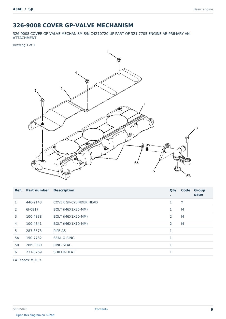 Caterpillar 434E S/N SJL Partsbook SEBP5078 (English) - sample page 9 of 10 Caterpillar 434E S/N SJL Partsbook SEBP5078 (English) - sample page 9 of 10