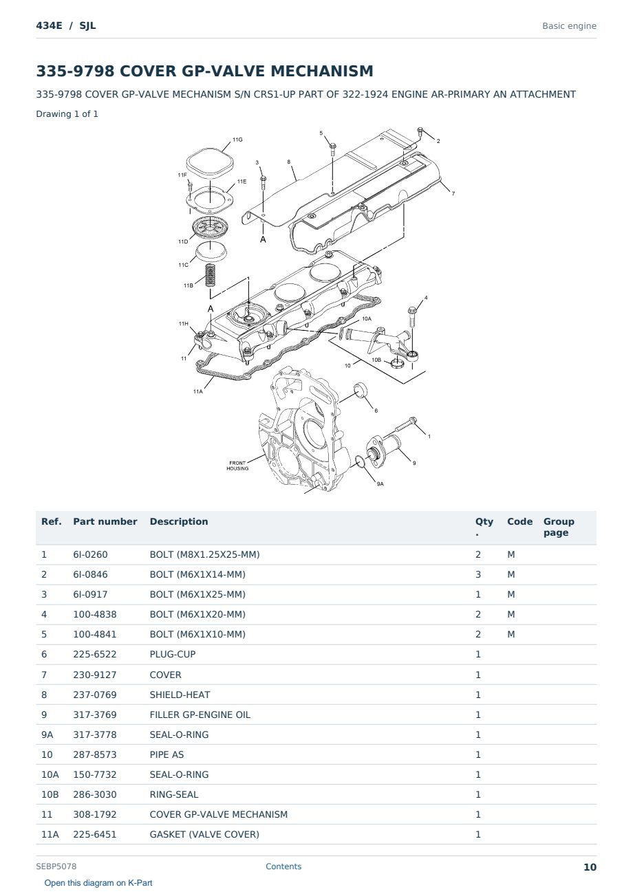 Caterpillar 434E S/N SJL Partsbook SEBP5078 (English) - sample page 10 of 10 Caterpillar 434E S/N SJL Partsbook SEBP5078 (English) - sample page 10 of 10