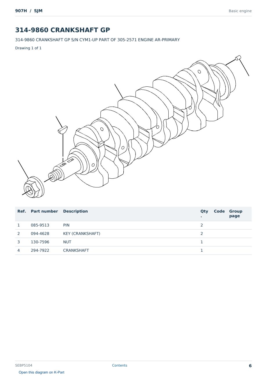 Caterpillar 907H S/N SJM Partsbook SEBP5104 (English) - sample page 6 of 10 Caterpillar 907H S/N SJM Partsbook SEBP5104 (English) - sample page 6 of 10
