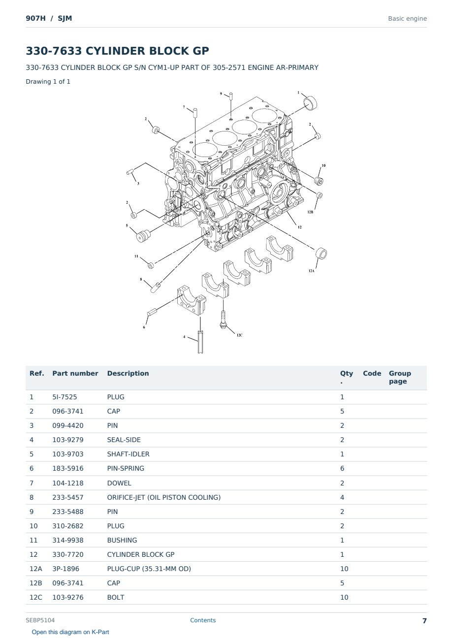 Caterpillar 907H S/N SJM Partsbook SEBP5104 (English) - sample page 7 of 10 Caterpillar 907H S/N SJM Partsbook SEBP5104 (English) - sample page 7 of 10