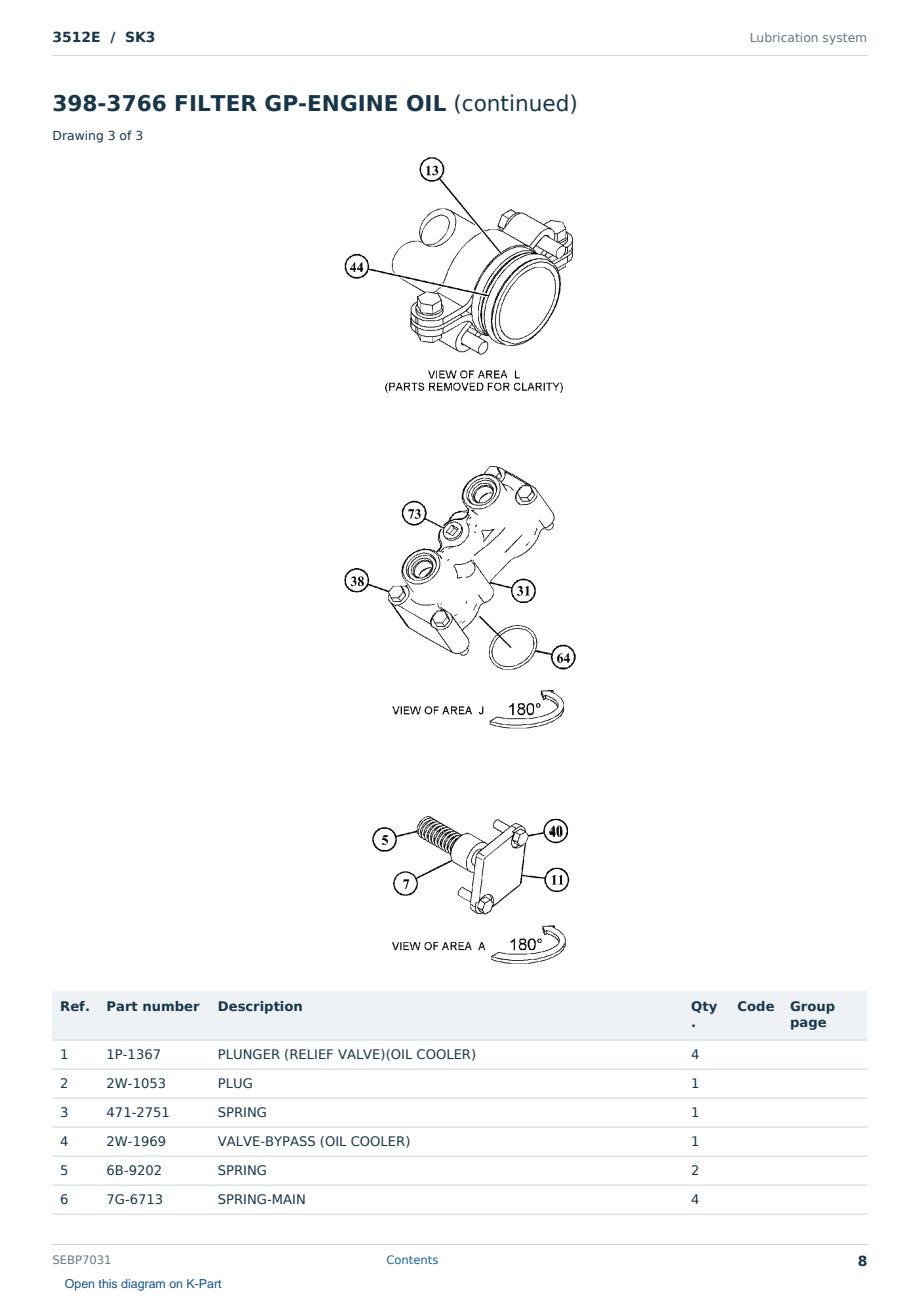 Caterpillar 3512E S/N SK3 Partsbook SEBP7031 (English) - sample page 8 of 10 Caterpillar 3512E S/N SK3 Partsbook SEBP7031 (English) - sample page 8 of 10
