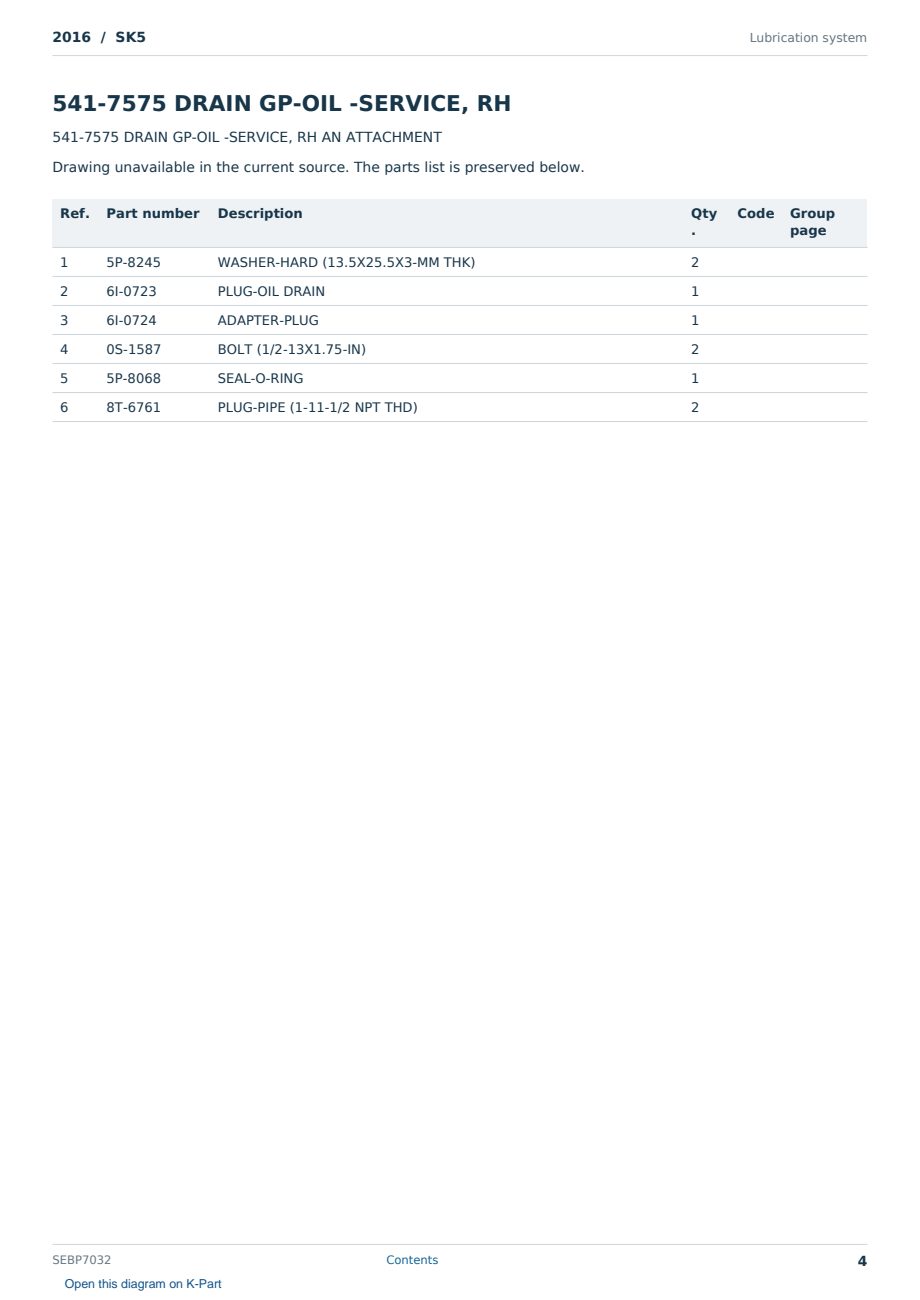 Caterpillar 2016 S/N SK5 Partsbook SEBP7032 (English) - sample page 4 of 10 Caterpillar 2016 S/N SK5 Partsbook SEBP7032 (English) - sample page 4 of 10