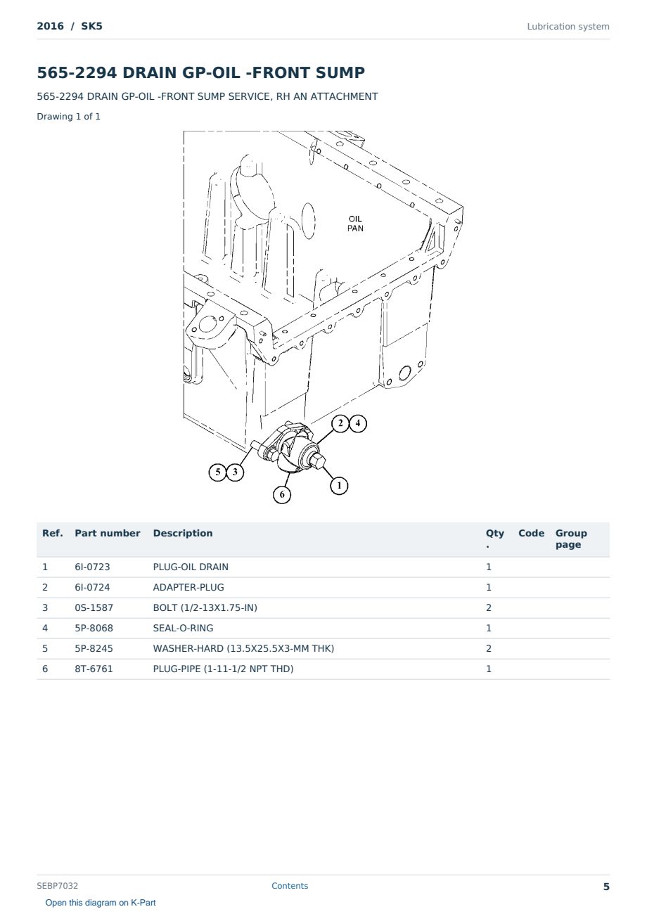Caterpillar 2016 S/N SK5 Partsbook SEBP7032 (English) - sample page 5 of 10 Caterpillar 2016 S/N SK5 Partsbook SEBP7032 (English) - sample page 5 of 10