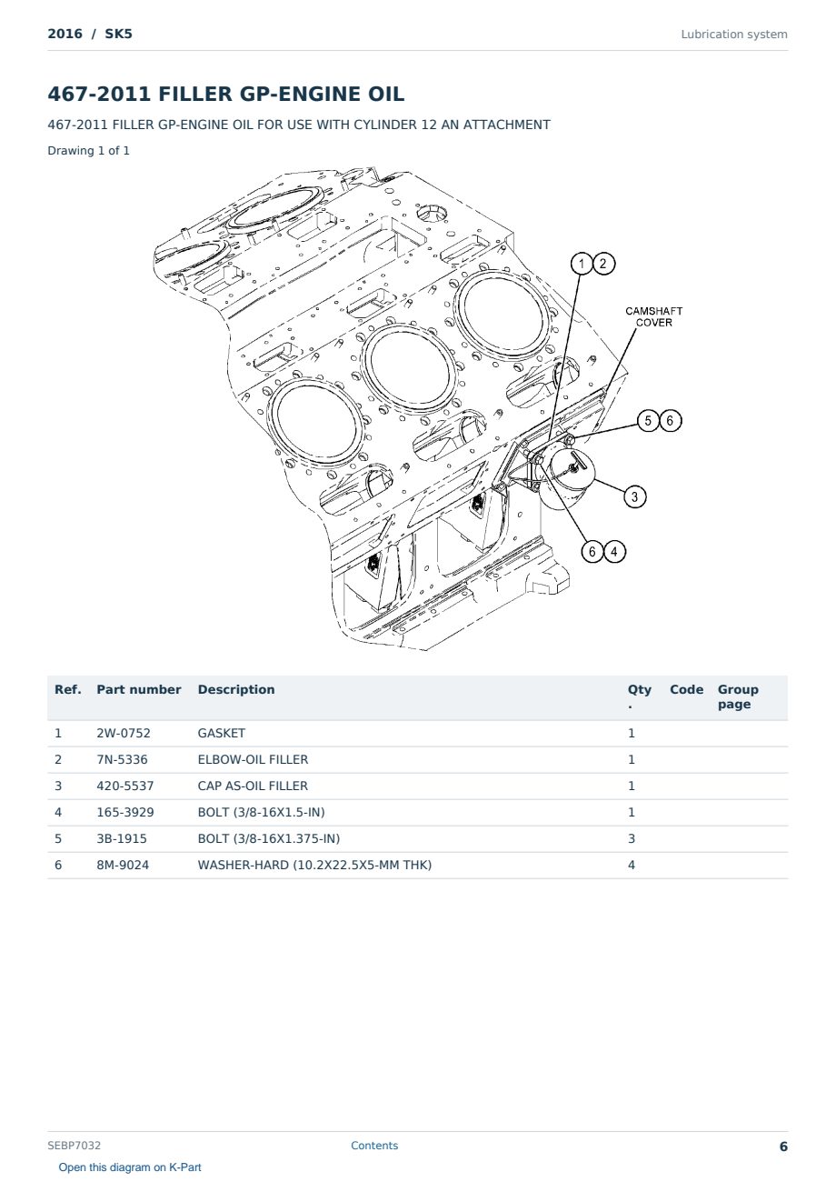 Caterpillar 2016 S/N SK5 Partsbook SEBP7032 (English) - sample page 6 of 10 Caterpillar 2016 S/N SK5 Partsbook SEBP7032 (English) - sample page 6 of 10