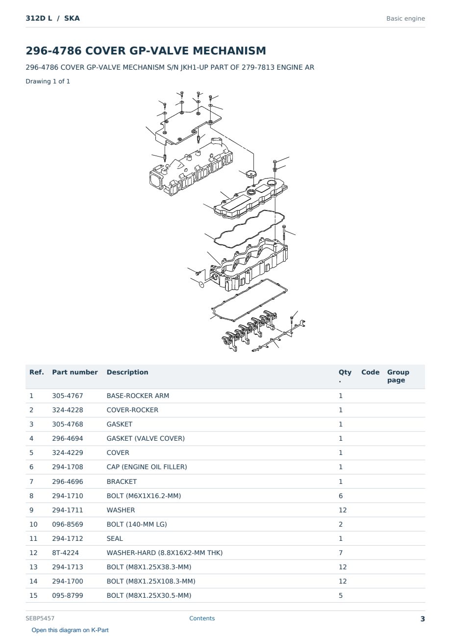 Caterpillar 312D L S/N SKA Partsbook SEBP5457 (English) - sample page 3 of 10 Caterpillar 312D L S/N SKA Partsbook SEBP5457 (English) - sample page 3 of 10