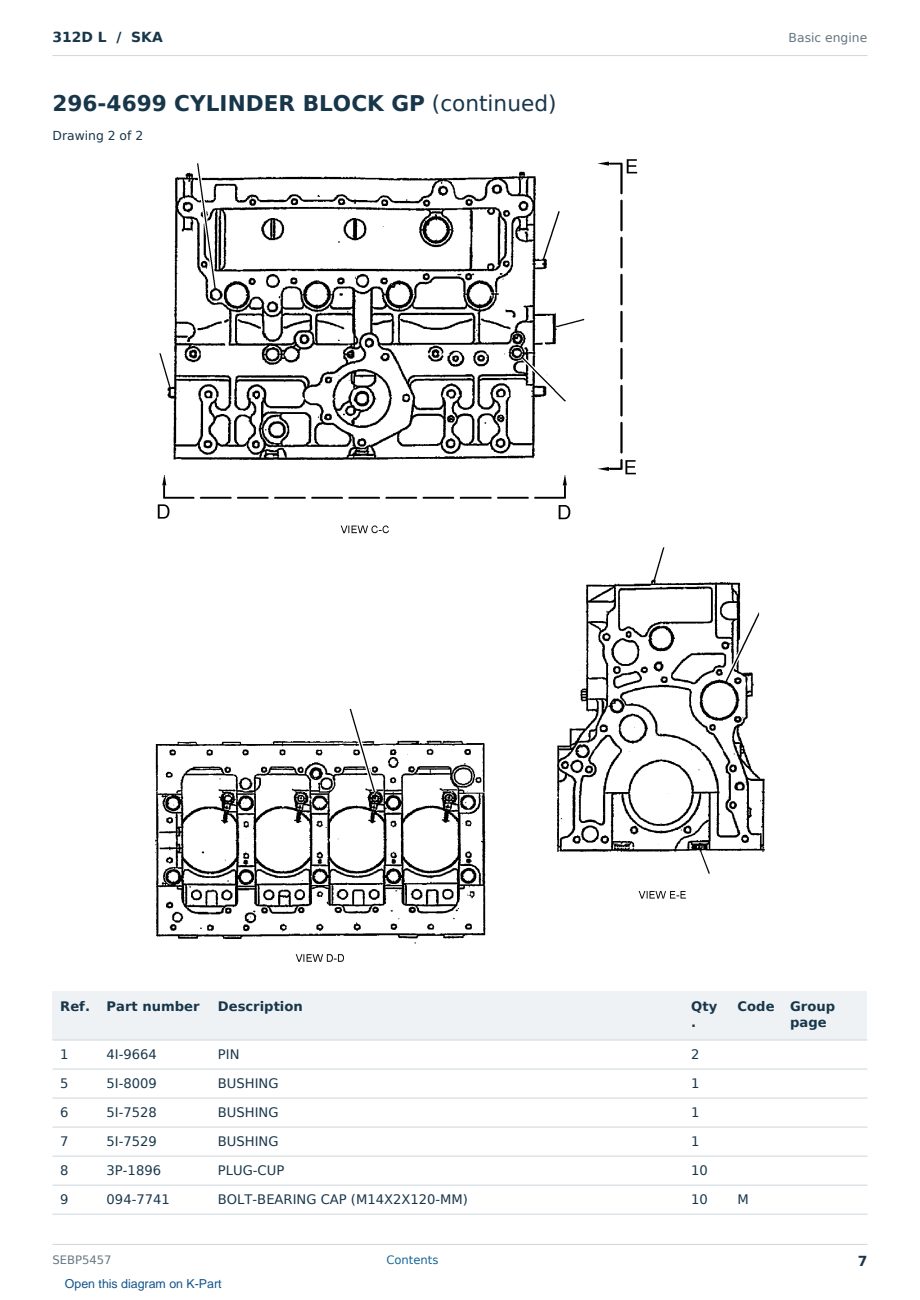 Caterpillar 312D L S/N SKA Partsbook SEBP5457 (English) - sample page 7 of 10 Caterpillar 312D L S/N SKA Partsbook SEBP5457 (English) - sample page 7 of 10
