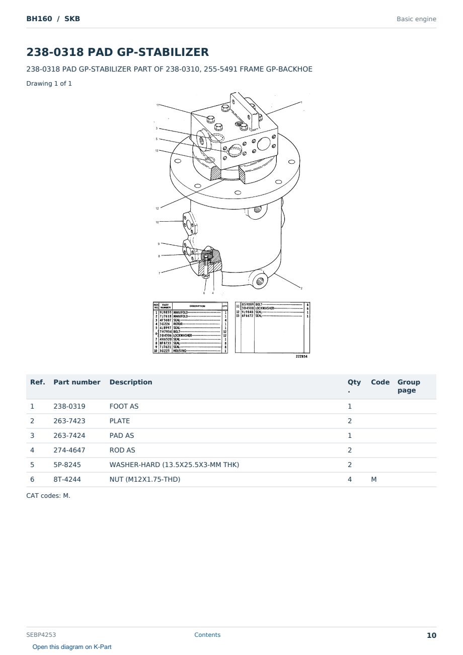 Caterpillar BH160 S/N SKB Partsbook SEBP4253 (English) - sample page 10 of 10 Caterpillar BH160 S/N SKB Partsbook SEBP4253 (English) - sample page 10 of 10