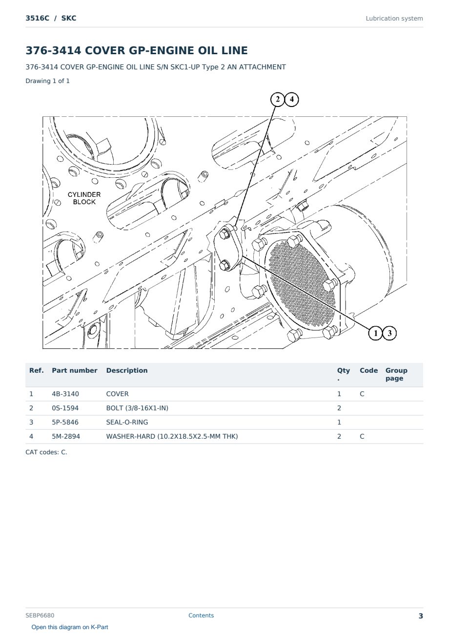 Caterpillar 3516C S/N SKC Partsbook SEBP6680 (English) - sample page 3 of 10 Caterpillar 3516C S/N SKC Partsbook SEBP6680 (English) - sample page 3 of 10