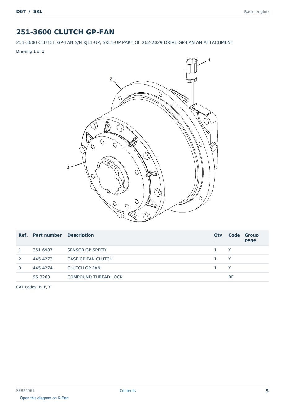 Caterpillar D6T S/N SKL Partsbook SEBP4961 (English) - sample page 5 of 10 Caterpillar D6T S/N SKL Partsbook SEBP4961 (English) - sample page 5 of 10