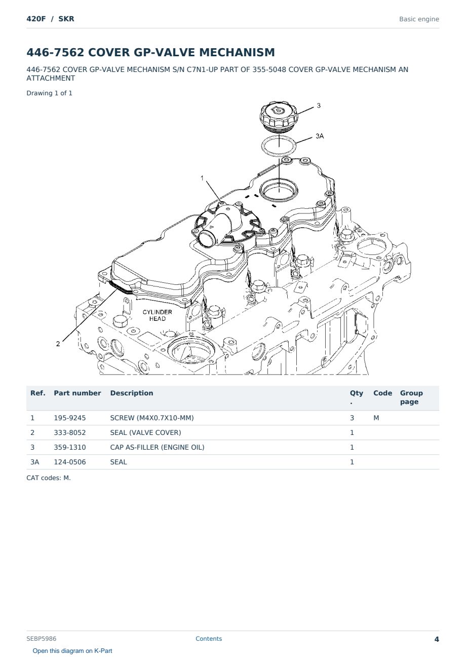 Caterpillar 420F S/N SKR Partsbook SEBP5986 (English) - sample page 4 of 10 Caterpillar 420F S/N SKR Partsbook SEBP5986 (English) - sample page 4 of 10