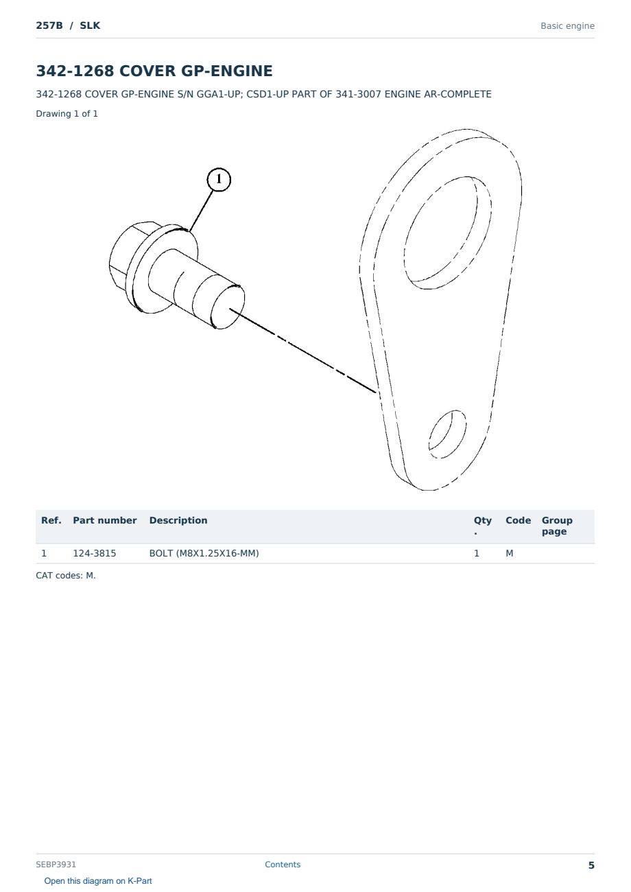 Caterpillar 257B S/N SLK Partsbook SEBP3931 (English) - sample page 5 of 10 Caterpillar 257B S/N SLK Partsbook SEBP3931 (English) - sample page 5 of 10