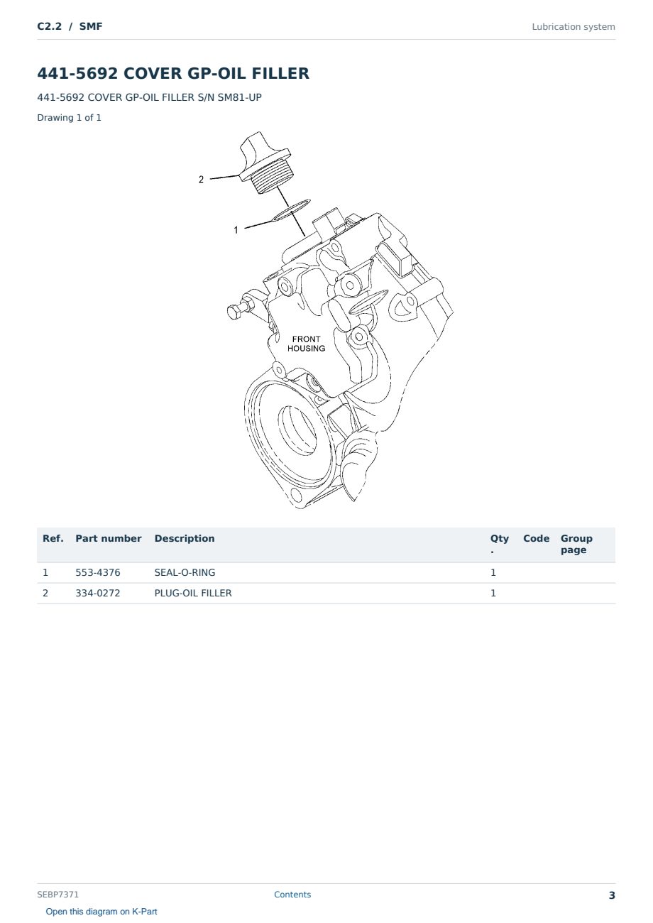 Caterpillar C2.2 S/N SMF Partsbook SEBP7371 (English) - sample page 3 of 10 Caterpillar C2.2 S/N SMF Partsbook SEBP7371 (English) - sample page 3 of 10