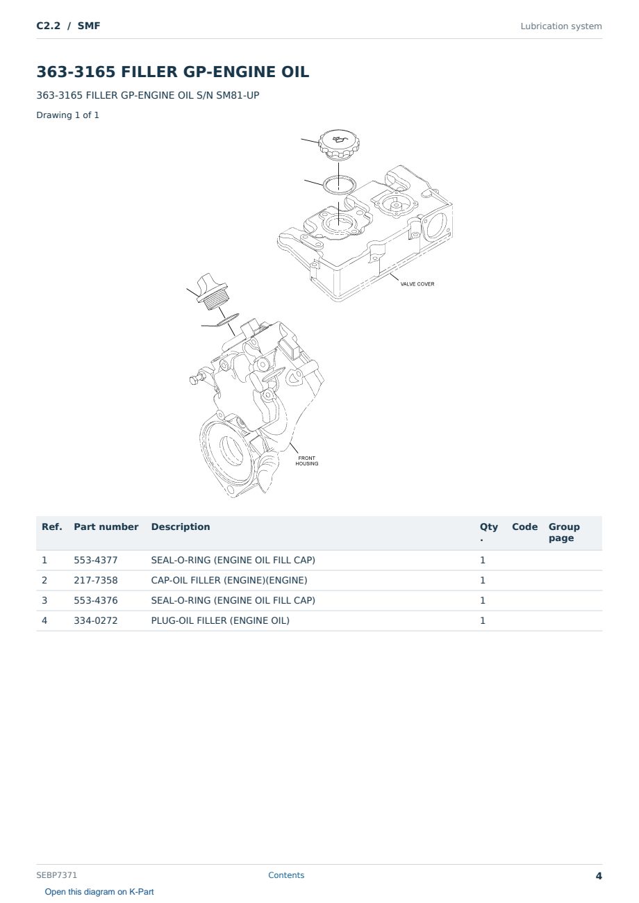 Caterpillar C2.2 S/N SMF Partsbook SEBP7371 (English) - sample page 4 of 10 Caterpillar C2.2 S/N SMF Partsbook SEBP7371 (English) - sample page 4 of 10