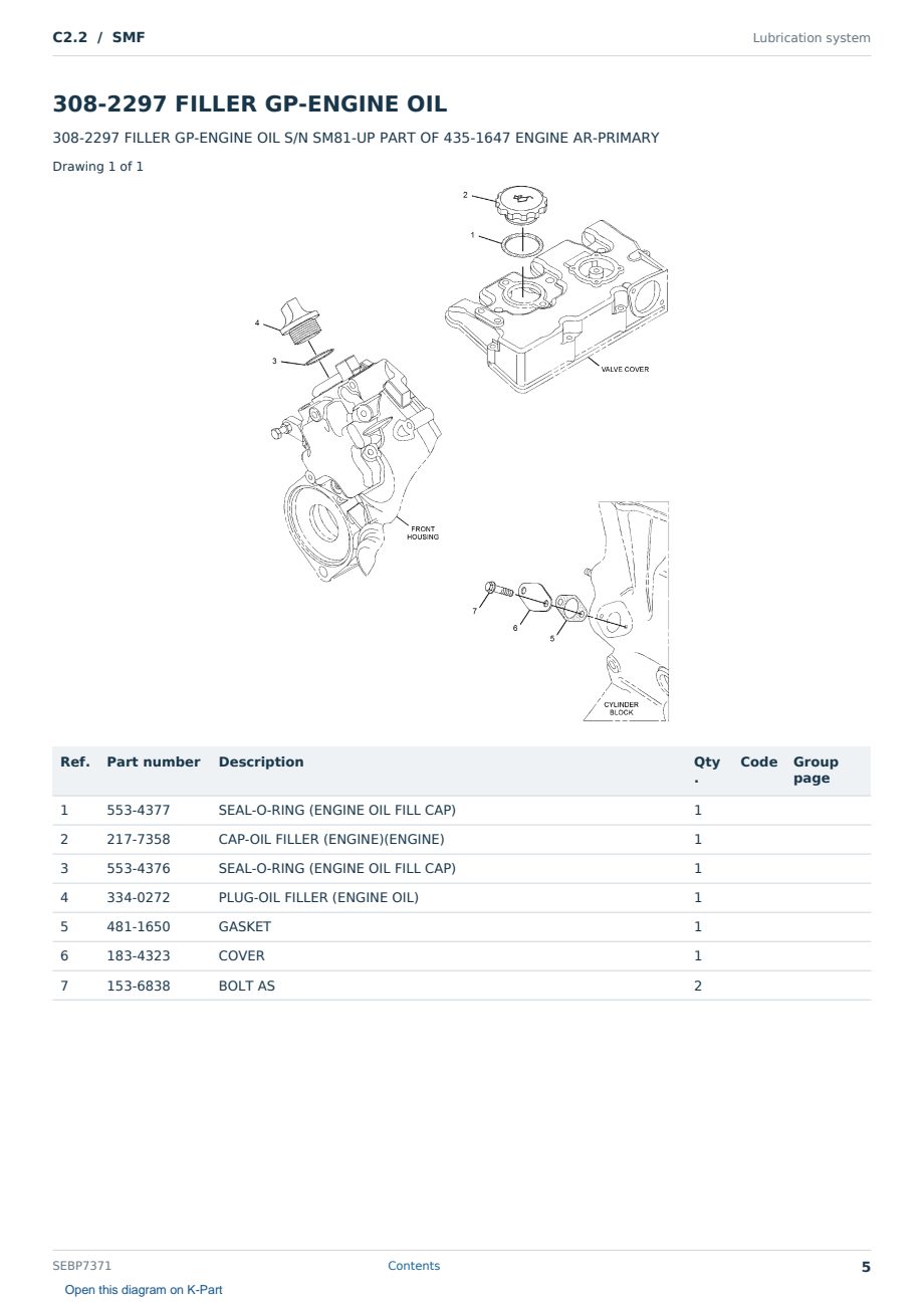 Caterpillar C2.2 S/N SMF Partsbook SEBP7371 (English) - sample page 5 of 10 Caterpillar C2.2 S/N SMF Partsbook SEBP7371 (English) - sample page 5 of 10