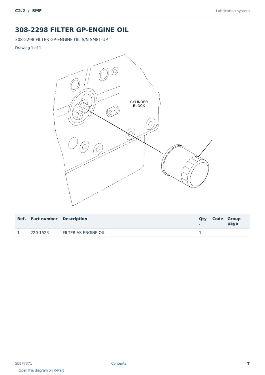 Caterpillar C2.2 S/N SMF Partsbook SEBP7371 (English) - sample page 7 of 10 Caterpillar C2.2 S/N SMF Partsbook SEBP7371 (English) - sample page 7 of 10