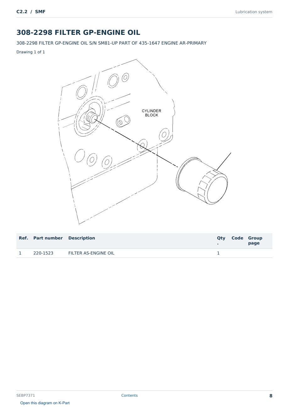 Caterpillar C2.2 S/N SMF Partsbook SEBP7371 (English) - sample page 8 of 10 Caterpillar C2.2 S/N SMF Partsbook SEBP7371 (English) - sample page 8 of 10