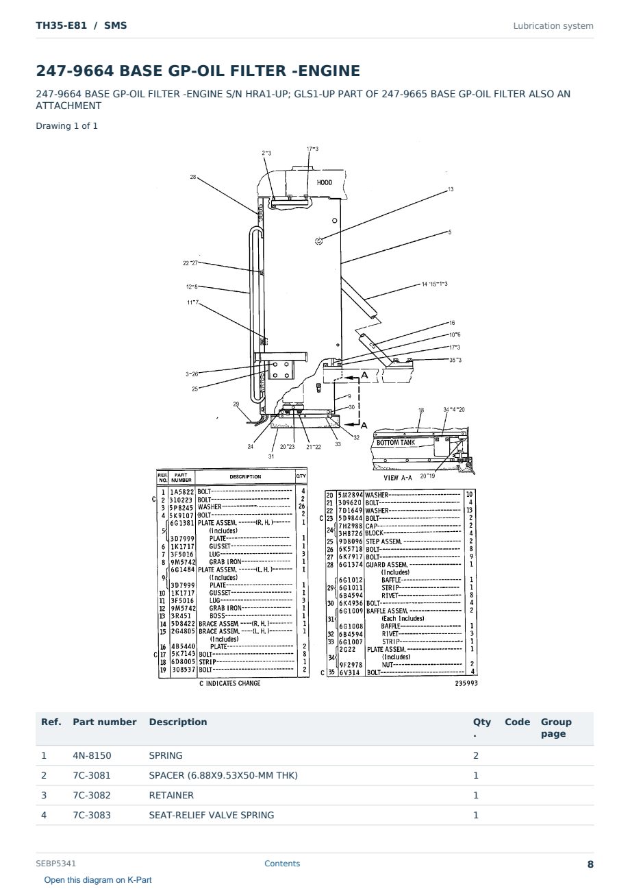 Caterpillar TH35-E81 S/N SMS Partsbook SEBP5341 (English) - sample page 8 of 10 Caterpillar TH35-E81 S/N SMS Partsbook SEBP5341 (English) - sample page 8 of 10