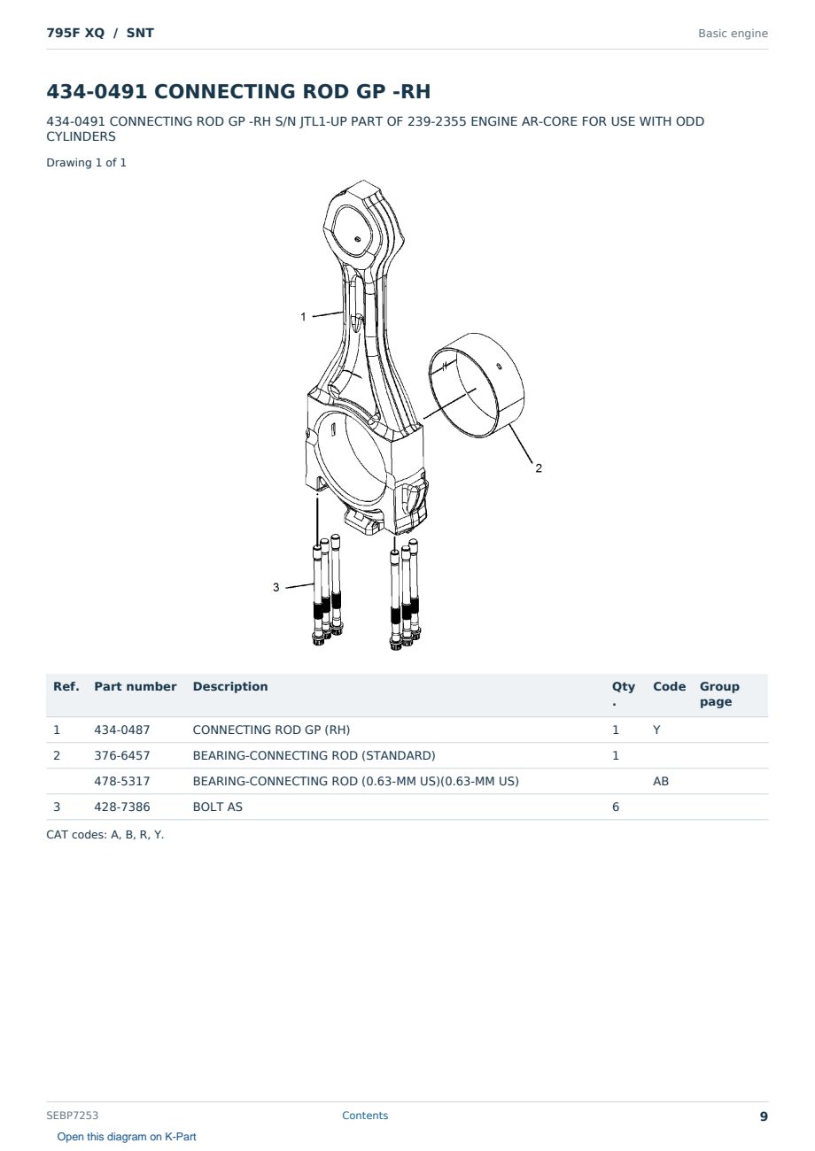 Caterpillar 795F XQ S/N SNT Partsbook SEBP7253 (English) - sample page 9 of 10 Caterpillar 795F XQ S/N SNT Partsbook SEBP7253 (English) - sample page 9 of 10