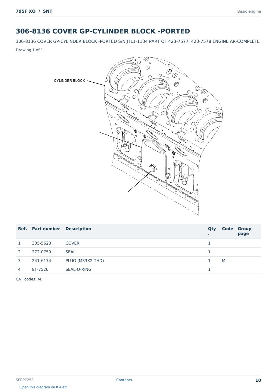 Caterpillar 795F XQ S/N SNT Partsbook SEBP7253 (English) - sample page 10 of 10 Caterpillar 795F XQ S/N SNT Partsbook SEBP7253 (English) - sample page 10 of 10