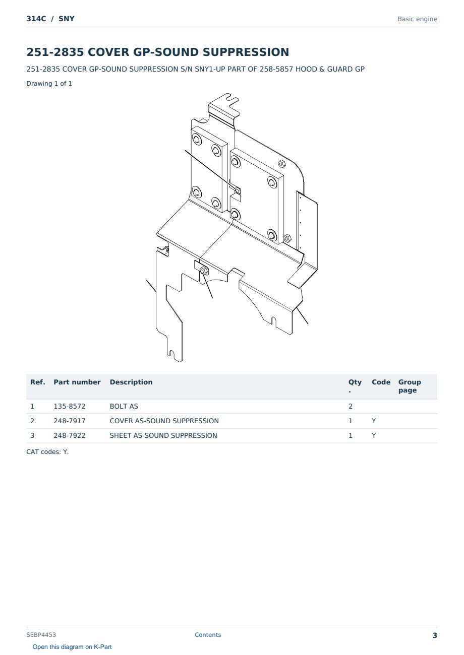 Caterpillar 314C S/N SNY Partsbook SEBP4453 (English) - sample page 3 of 10 Caterpillar 314C S/N SNY Partsbook SEBP4453 (English) - sample page 3 of 10