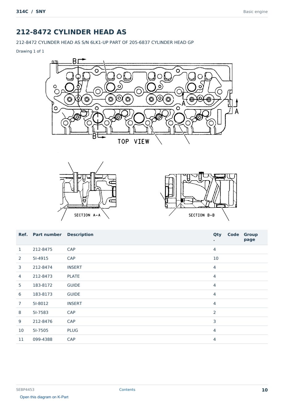 Caterpillar 314C S/N SNY Partsbook SEBP4453 (English) - sample page 10 of 10 Caterpillar 314C S/N SNY Partsbook SEBP4453 (English) - sample page 10 of 10